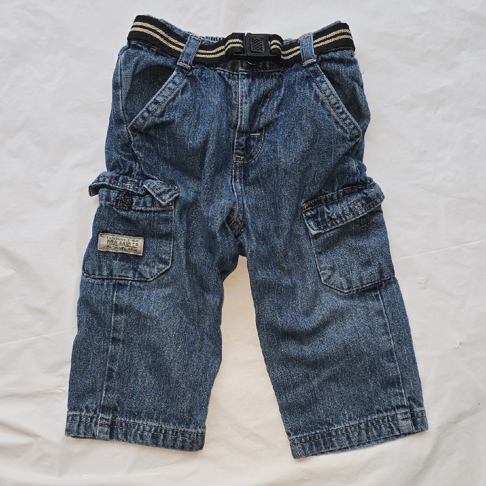 Wrangler Kids Denim Cargo Pants With Belt 18 Month